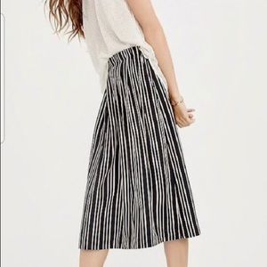 Striped JCrew midi black and white skirt